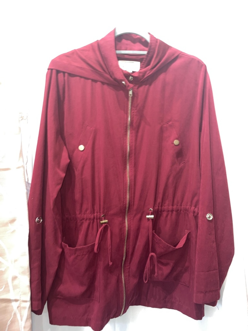 Deep Burgundy Hooded Coat